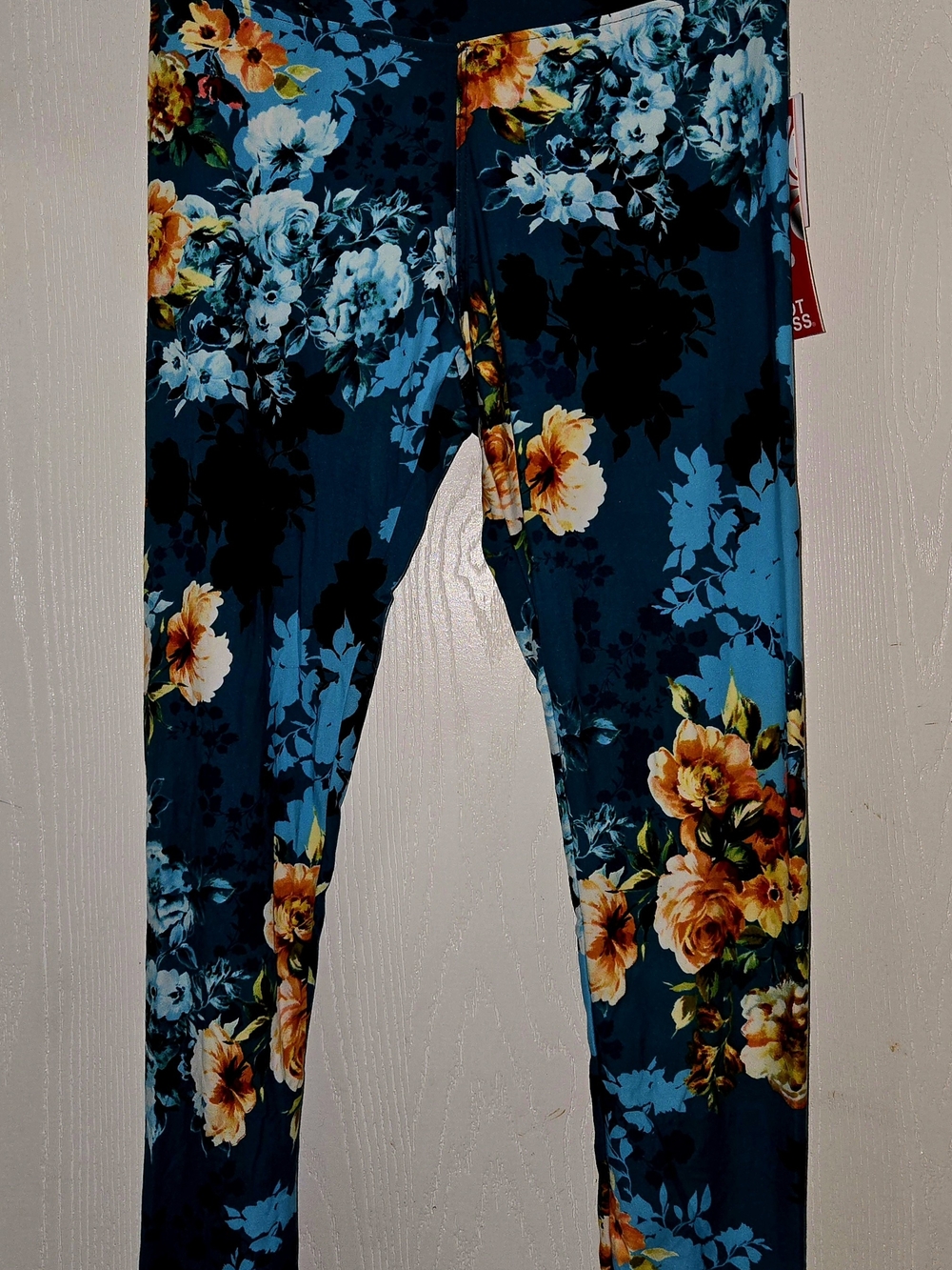 Blue Floral-Print Leggings
